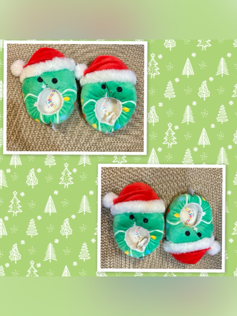 Squishmallows Carol the Christmas Tree Holiday Slippers ~ Size 11/12